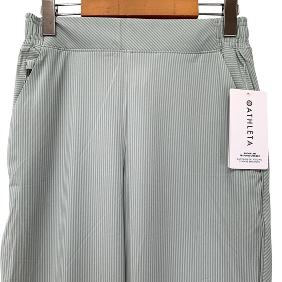 Athleta Brooklyn Textured Jogger Pant Womens Size 6 Green Gray Striped - Picture 3 of 9